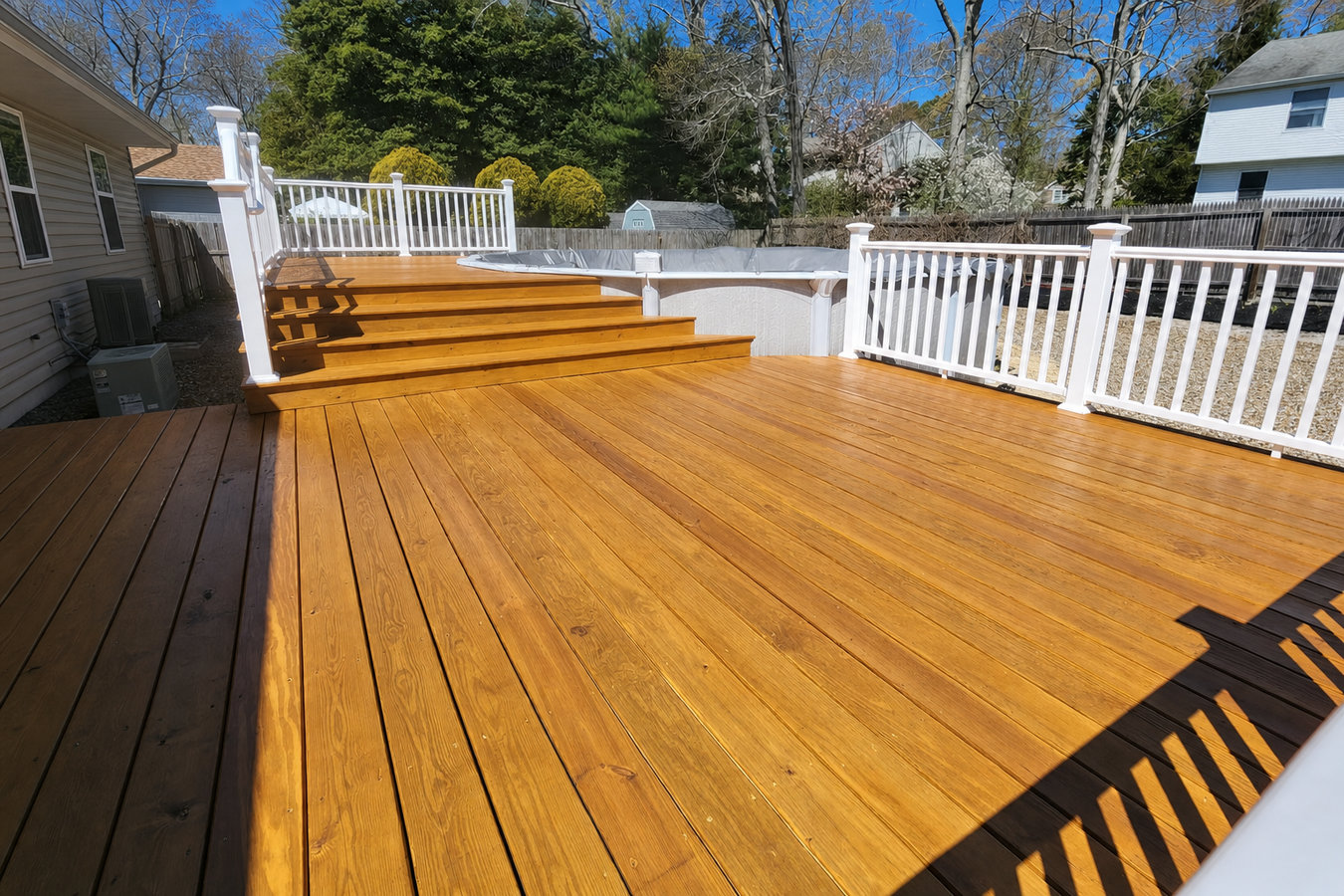 Cedar wood deck construction
